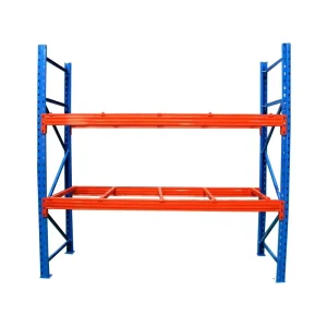Heavy Duty Thickened Cross Beam Pallet Storage Shelves Cold Rolled Steel Blue Orange