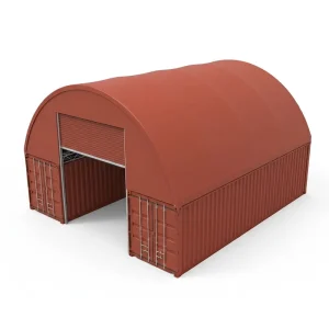 Heavy Duty Waterproof 750g PVC Hot dip Galvanized Hoop Container Canopy for Workshop and Port Logistics Cargo Storage