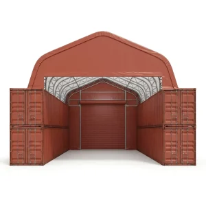 Heavy Duty Waterproof 750g PVC Hot dip Galvanized Metal Arch Roof Container Canopy for Construction Site Storage Car Shelter