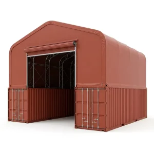 Heavy Duty Waterproof 750g PVC Hot dip Galvanized Peak Roof Container Canopy for Container Yard Freight Storage