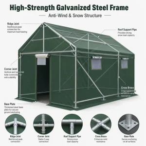 Heavy Duty Waterproof Relief Tent 600D Oxford Disaster Relief Emergency Shelter Tent with Galvanized Steel Frame for Outdoor
