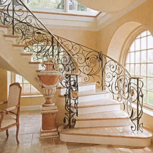 Heavy Duty Wrought Iron Railing Galvanized Steel for Staircase Customized Railing for Villa