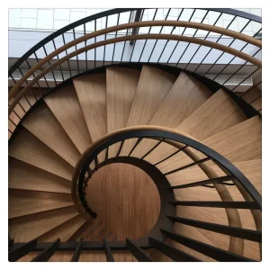 Helical Curved Staircase with Polished 304 Stainless Steel Glass Railing
