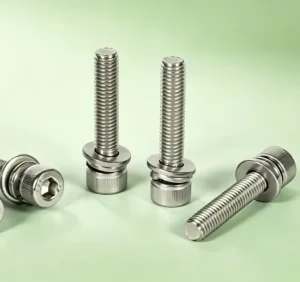 Hex Socket Cup Head Combination Screws, 304 Stainless Steel Pre-Assembled Bolts with Flat Spring Washer for Machinery Assembly