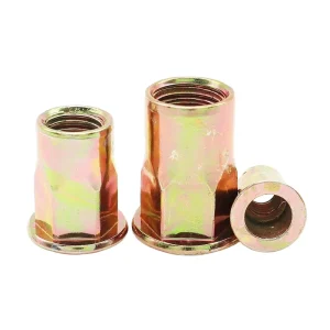 Hexagon Rivet Nut flat Head Half Hex Blind Rivet Nut M4 Steel Rivnut Metric Carbon Steel Threaded Inserts Nutsert