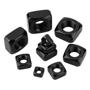 Hexagonal M12 Blackened Stainless Steel Square Nut for Mechanical Equipment and Steel Structure Assembly