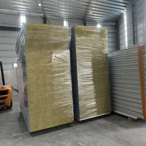 High Density Eco Friendly Water Fire Resistant Rock Wool Sandwich Insulation Board for Warehouse Cold Room Hotel Exterior Walls