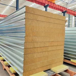 High Density Fireproof Rock Wool Galvanized Steel Eco Friendly Sandwich Panels for Cold Room Warehouse Exterior Walls