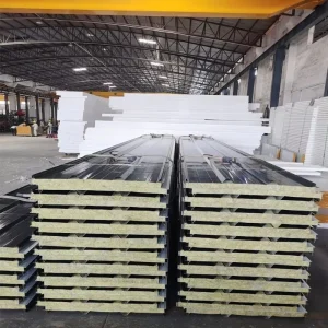 High Density Fireproof Rock Wool Sandwich Panel Color Steel Board for Prefabricated House Roof and Wall Thermal Insulation