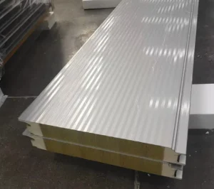 High Density PU Edge Rock Wool Sandwich Panel Metal Exterior Wall Cladding Panel for Workshop Fire Resistant