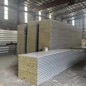 High Density Rock Wool Eco Friendly Insulation Sandwich Panel Fire Resistant Soundproof Outdoor Exterior Warehouse