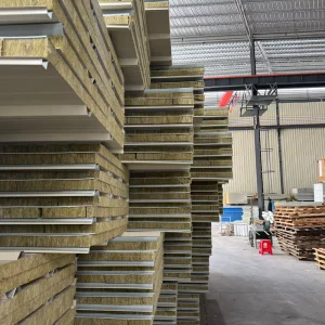 High Density Rock Wool Sandwich Corrugated Color Steel Panel Fireproof Sound Insulation Use Metal faced Rock Wool Sandwich Panel