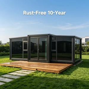 High-Gloss Baked 10ft Prefabricated Tiny Home with Panoramic Window for Safari Camp Scandinavian Vacation Rental