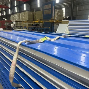 High Quality Eco Friendly Waterproof Fireproof Rock Wool Core Galvanized Steel Sandwich Panel for Warehouse Cold Room Hotel Use