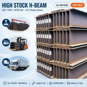 High Quality Hot Rolled Wide Flange H Beam Structural Steel H Section Beam Q235B A36 A572 SS400 S355JR 100×100-400×400 6m