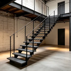 High Quality Indoor Wooden Steps Stainless Steel Handrails Stairs
