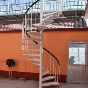 High Quality Luxury Lobby Steel Plate Railing Marble Tread Curved Staircase