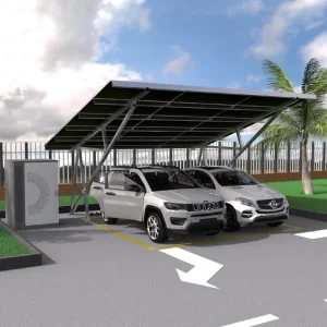 High Quality Steel Structure Carport Solar Canopy Parking Shed Mounting Rack System Natural Silver Anodized Finish 12-Year