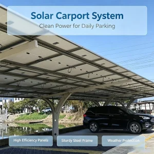 High Stability Photovoltaic Carport Carbon Steel Frame With Anodized Finish Outdoor Solar Parking Unit for Projects