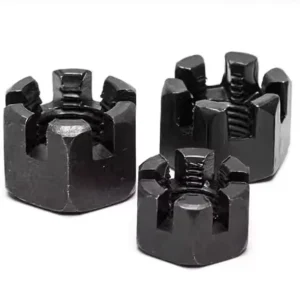 High Strength M6 Stainless Steel Galvanized Slotted Castle Nuts Carbon Black Galvanized Hexagonal Head Type Nuts