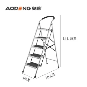 High-tech Enterprise Steel Step Ladder 5 Steps China Customized Anti-slip Step Ladder Folding