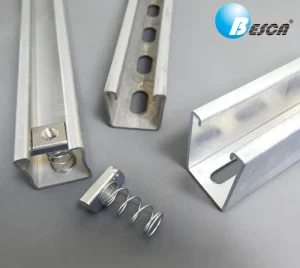 Hot Dip Galvanized 41x41mm Slotted Strut Channel and Heavy Duty Beam Clamps UL CE Certified Steel Support System