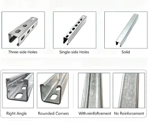 Hot Dip Galvanized Slotted C Channel Steel Solar Panel Mounting Support Brackets Custom Length Available