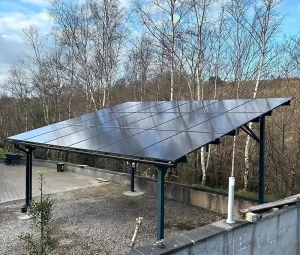 Hot Dip Galvanized Steel Solar Car Canopy 2 4 6 8 Parking EV Charging Station Pergola Structure