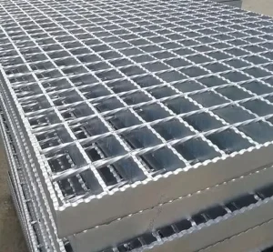 Hot Dipped Galvanized Steel Grating Stair Treads Anti Slip Serrated Metal Step Treads for Industrial Stairs