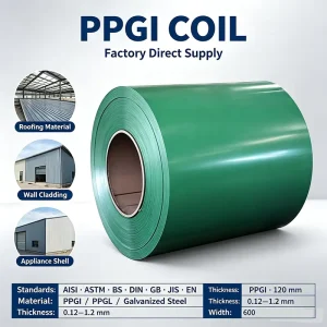 Hot Dipped Prepainted Galvanized Steel Coil PPGI En 10169 Dx51d+Z Color Coated Steel Coil For Roof Wall Construction