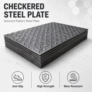 Hot Rolled Checkered Steel Plate Q235 SS400 A36 3 8mm Diamond Tread Plate for Flooring Anti Slip Walkway