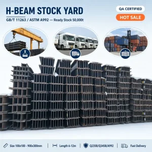 Hot Rolled H Beam Steel Wide Flange Structural H Section Universal Beam Q235 Q345B A36 HW125-HW400 125×125-400×400