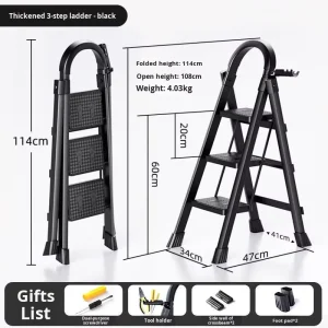 Household A-Frame Folding Telescopic Iron Step Ladder 150kg Load Capacity