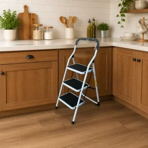 Household Carbon Steel 150kg Capacity 3 Step A frame Folding Ladder Widened Treads Portable Design for Home Use Special Offer