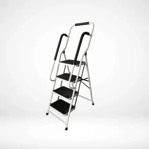 Household High-Handrail Folding Steel Step Ladder with Handle