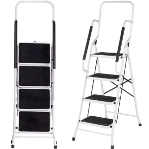 Household High-Handrail Folding Steel Step Ladder with Handle