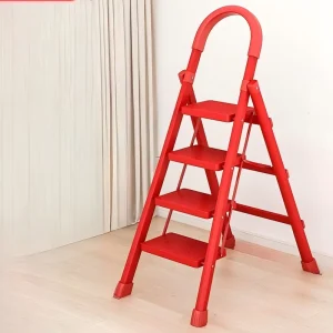 Household Portable Folding Multipurpose Steel Wide Step Ladder Lightweight Warehouse Collapsing Library Ladder
