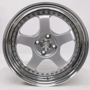 Hyper Silver Polished Lip Five Spoke Forged 6061 T6 Aluminum Alloy Wheels 12000T Pressed TUV JWL VIA Std S4-00026 18-24 Custom