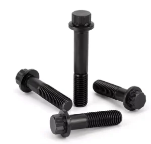 IFI115 12 Point Flange Bolt Black Oxide Finish Partial Thread Smooth Shank for Automotive Engine Assembly Fastener Kit