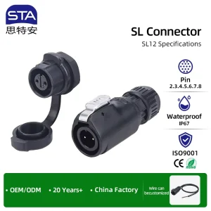 IP67 Waterproof LP12 Plastic Waterproof Connector Quick Lock Copper Contact Material Power Signal PCB Panel Mount Aviation Plug
