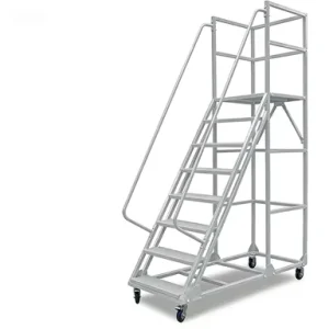 Industrial Aluminum 6000 Series Anti slip Rolling Step Ladder with Safety Handrails Bending Cutting Services