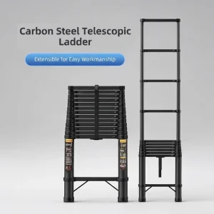 Industrial Combination 13 Step Carbon Steel Telescopic Folding Ladder EN131 Certified 75 Climbing Angle 8ft Extended Height