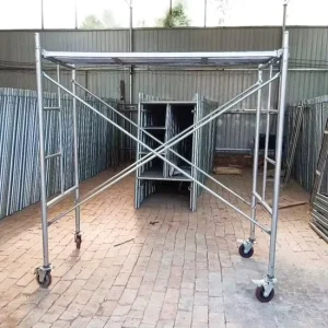 Industrial Galvanized Steel H-Frame Mobile Ladder for Construction Use