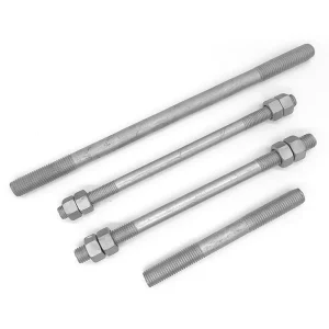 Industrial Grade Carbon Steel Hot Dip Galvanized Semi Threaded Tie Rods with 2 Nuts