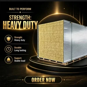 Industrial Heat Insulation Sandwich Board for Kitchen Warehouse Workshop Steel Rock Wool Fire Resistant Roof Wall Board