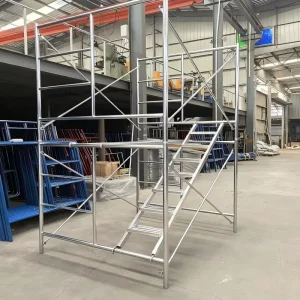 Industrial Mobile Steel Double Wide Straight Ladder Inclined Safety Ladder Galvanized Steel Scaffolding for Office Building Use