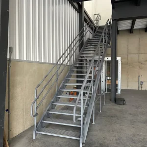 Industrial Outdoor Galvanized Steel Stairs with Railings for Steel Structure Buildings High Temperature Resistant Metal Staircase