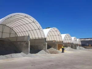 Industrial Outdoor Storage Prefab Steel Structure Dome Shipping Container Shelter