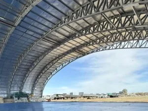 Industrial Prefab Steel Arch Warehouse Building with Steel Tube Truss Roof Design Outdoor Steel Arch Structure