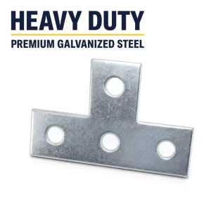 Industrial Rack T Type Flat 4 Hole Connector Galvanized Steel Plate for C Channel Strut Cross Frame Stabilizing Hardware Parts